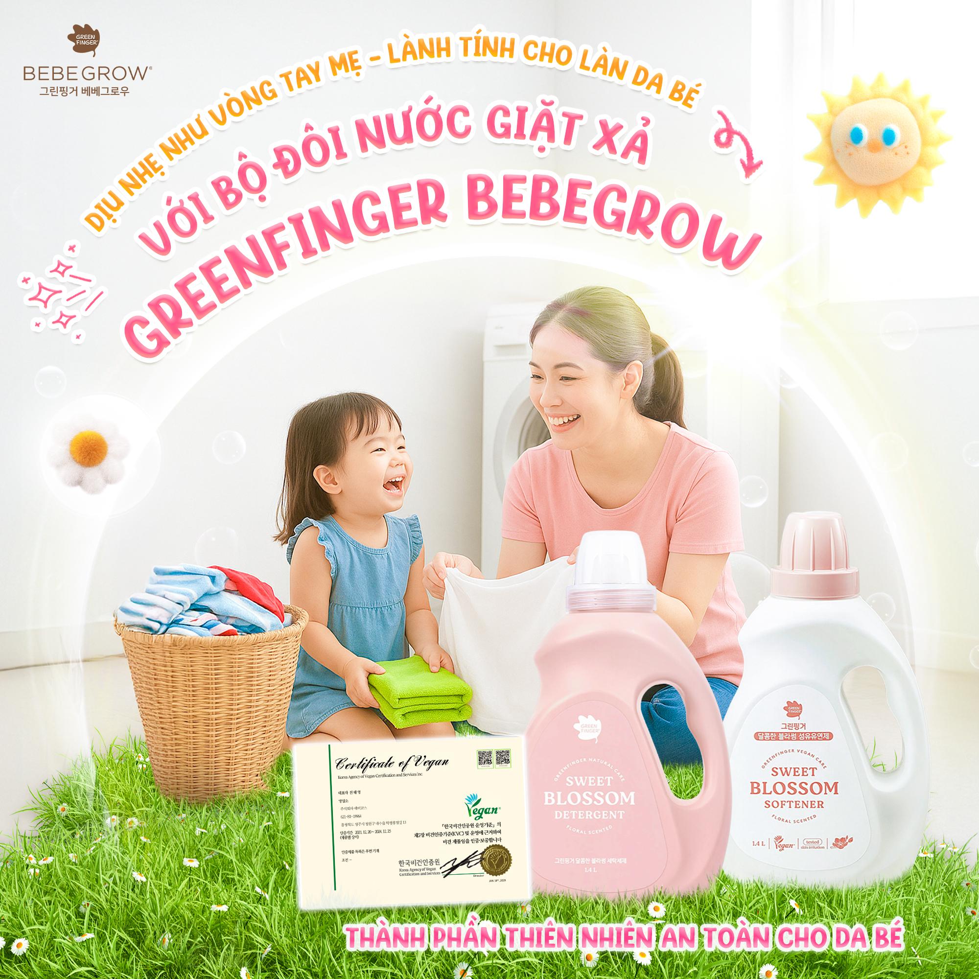 NƯỚC GIẶT XẢ CHUẨN VEGAN NHÀ GREENFINGER BEBEGROW